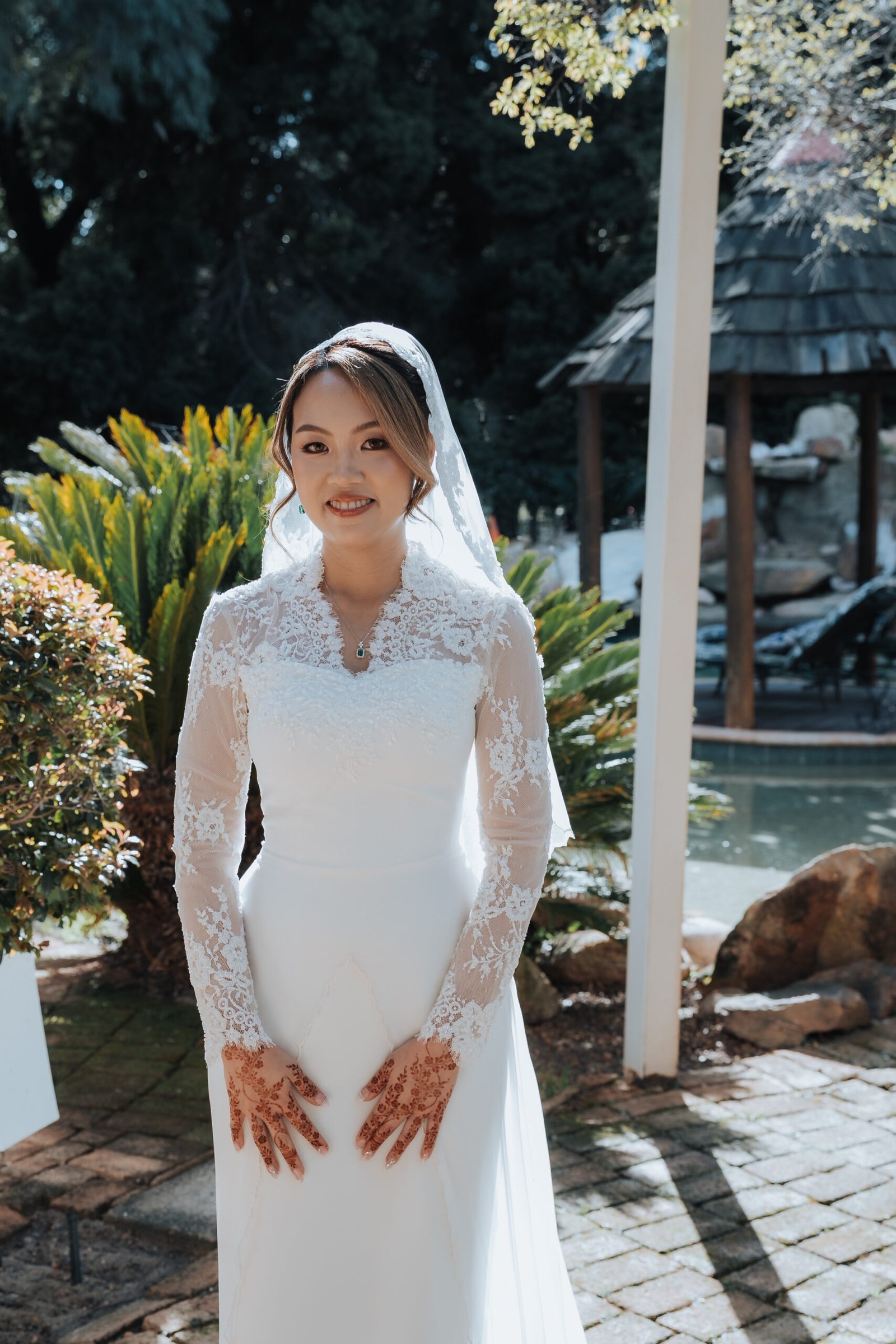 Bride Juliana on her wedding day, bridal makeup by Tian Soon